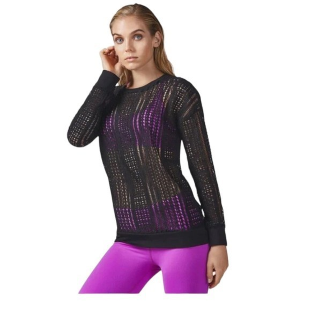 Fabletics Womens‎ Black Long Sleeve Crocheted Sophie Tunic Size Small